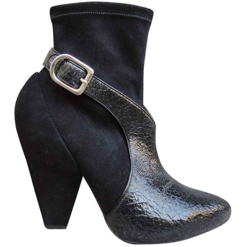 Sonia Rykiel Women's 697859-B Black Buckle Defile Ankle Boots 599.00 Sz 38